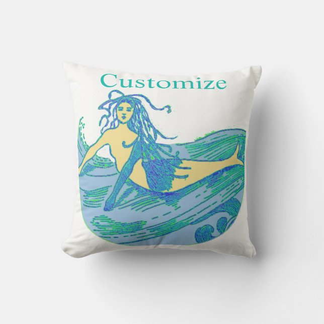 Coussin Sirène vintage en voie d'évitement Thunder_Cove (Recto)