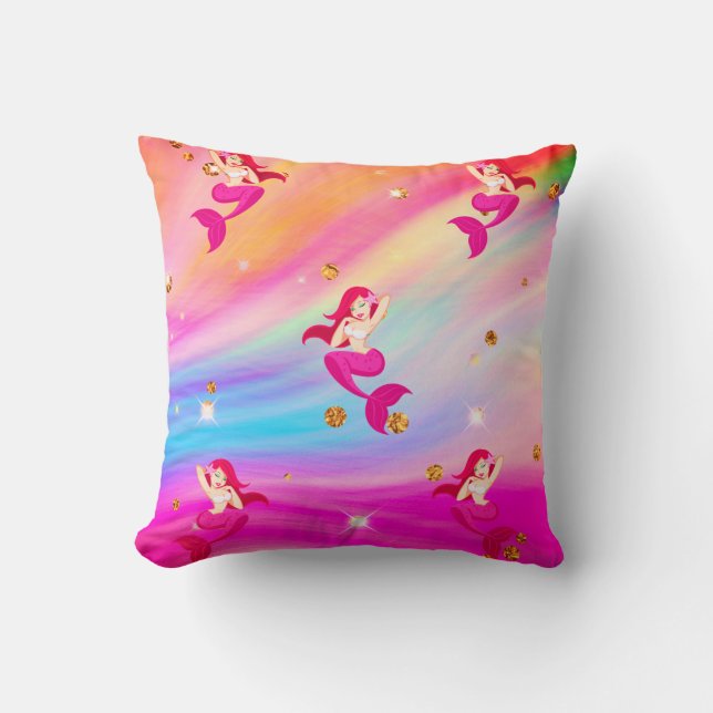 Coussin Sirènes dans les nuages arc-en-ciel Jeter l'oreill (Recto)