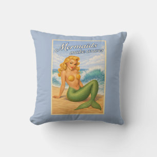 Coussin Sirènes font des vagues Décoration de plage rétro 