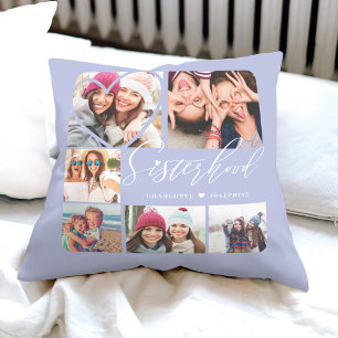 Coussin Sisterhood Script BFFs Heart 6 Photo Grid