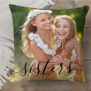 Coussin Sisters Script Overlay 2 Photo personnalisée