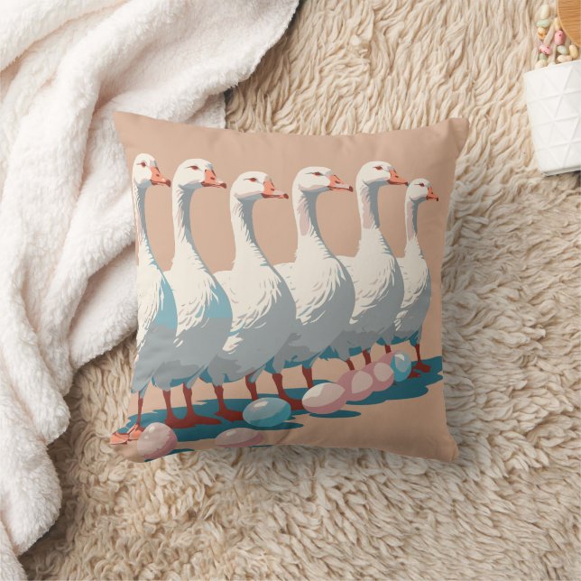 Coussin Six Oies A-Laying Découpe Style Crayon 3 (Couverture)