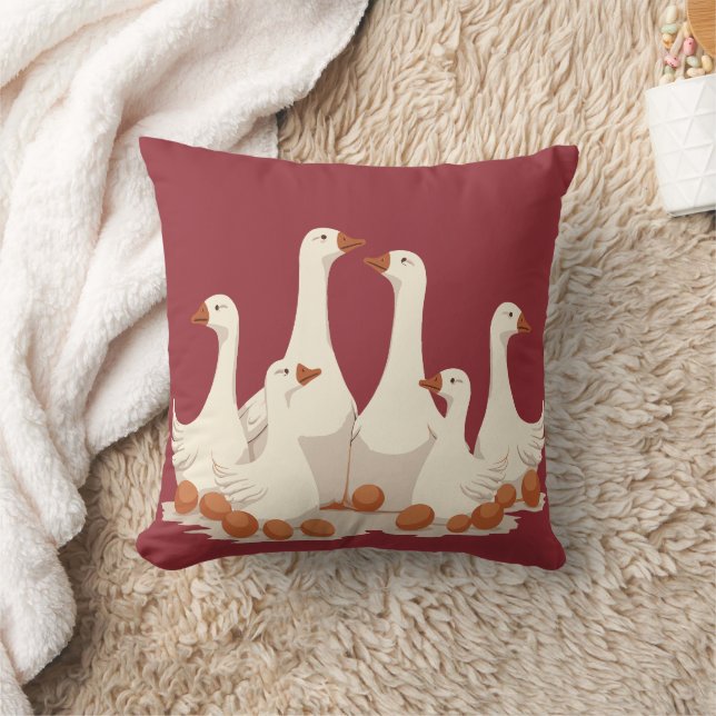 Coussin Six oies pondent Cut-Out de style stencil 2 (Couverture)