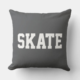 Coussin SKATE Bold Athlétique Texte Blanc Sur Gris Moderne