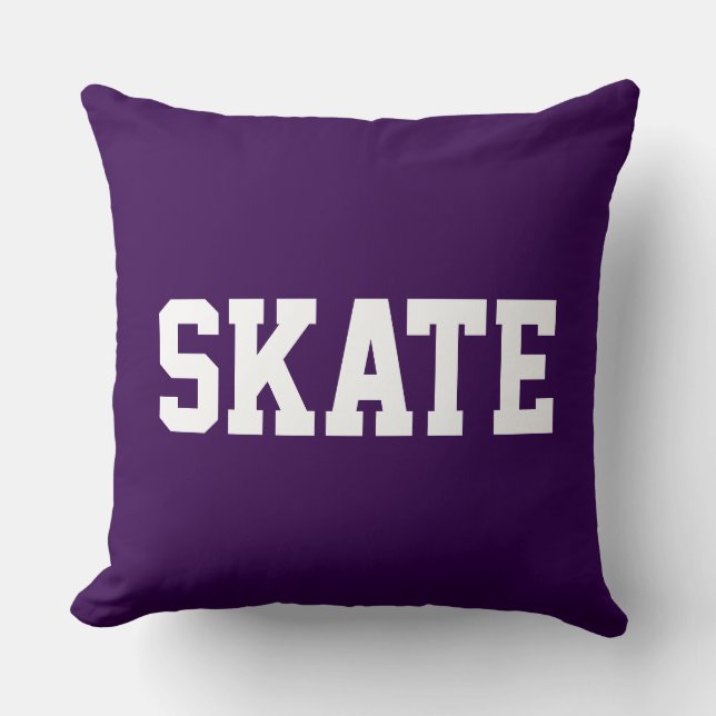 Coussin SKATE Bold Athlétique Texte Blanc sur Violet Profo (Recto)