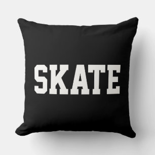 Coussin SKATE Texte Blanc Athlétique Gras Sur Fond Noir Mo
