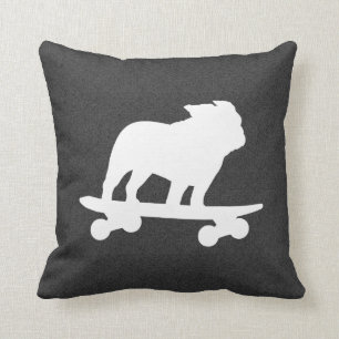 Coussin Skateboard English Bulldog Silhouette