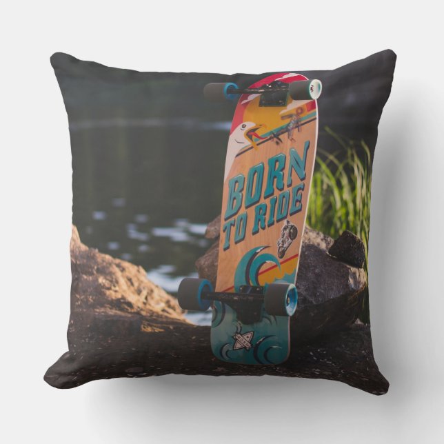 Coussin Skateboard Né Pour Rouler (Recto)