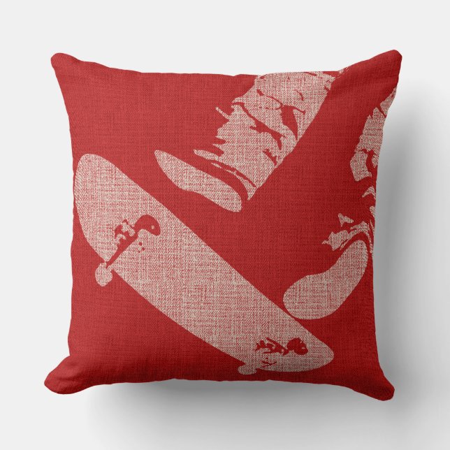 Coussin SkateBoarder Image Reverse Red/White Throw Pillow (Recto)
