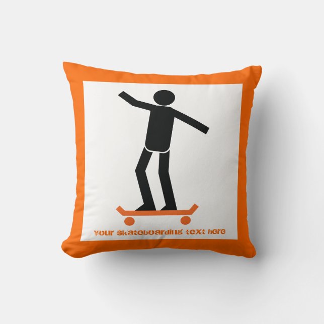 Coussin Skateboardeur sur son skateboard personnalisé (Recto)