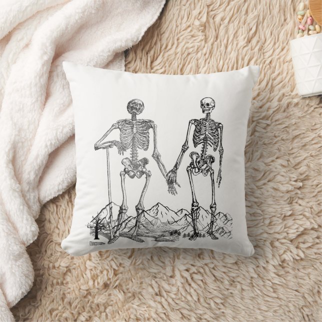 Coussin Skeleton Art White Pillow (Couverture)
