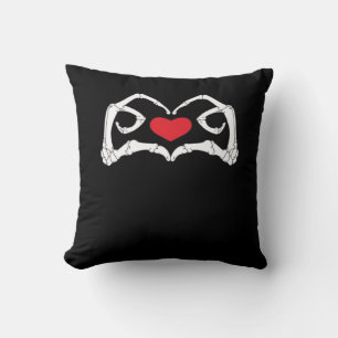 Coussin Skeleton Coeur Et Mains Drôle