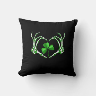 Coussin Skeleton Coeur main Shamrock Jour de la Saint Patr