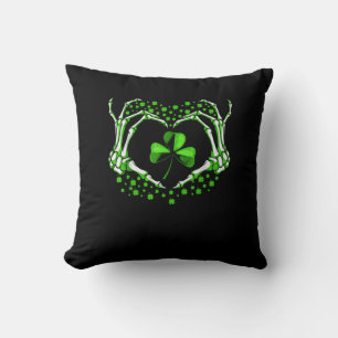 Coussin Skeleton Coeur main Shamrock Jour de la Saint Patr