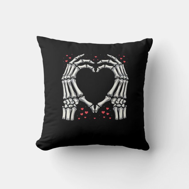 Coussin Skeleton Coeur main Valentines Jour Drôle Couple (Recto)