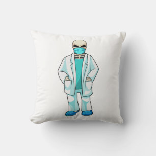 Coussin Skeleton comme docteur avec masque visage