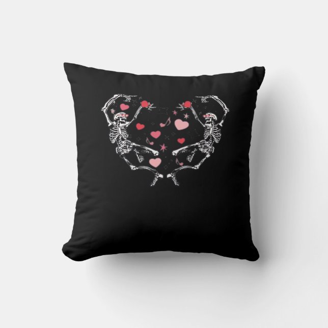 Coussin Skeleton Danser Coeur Saint Valentin Cadeau Crâne (Recto)