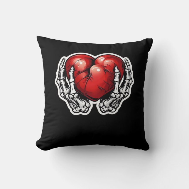 Coussin Skeleton Hands Hearts - Jolie Halloween (Recto)