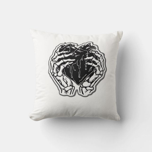 Coussin Skeleton Heart Hands Drôle (Recto)