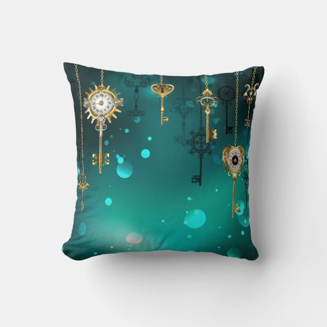 Coussin Skeleton Keys on Green Background (Recto)