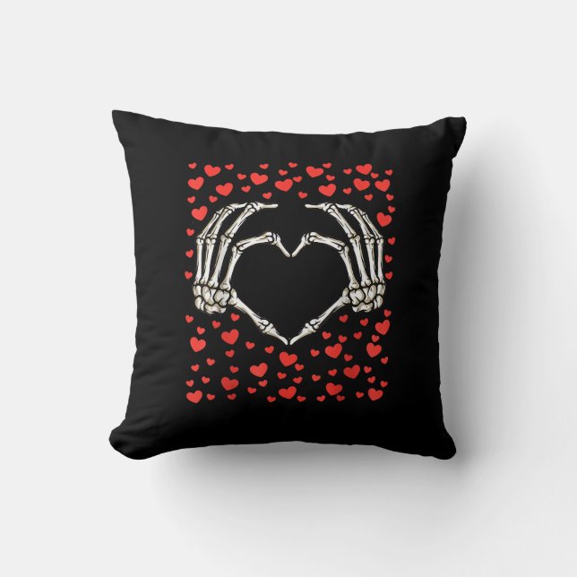 Coussin Skeleton Main Rouge Coeur Anniversaire Saint-Valen (Recto)