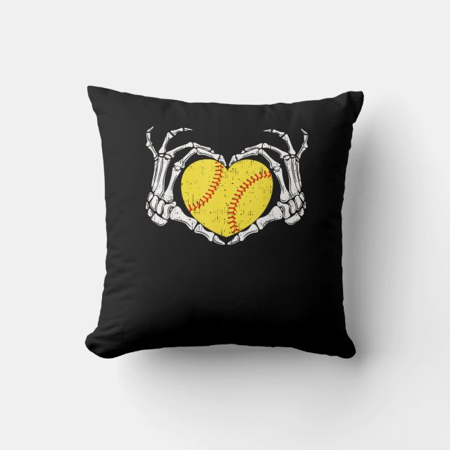 Coussin Skeleton Mains Coeur Halloween Costume Softball Wo (Recto)