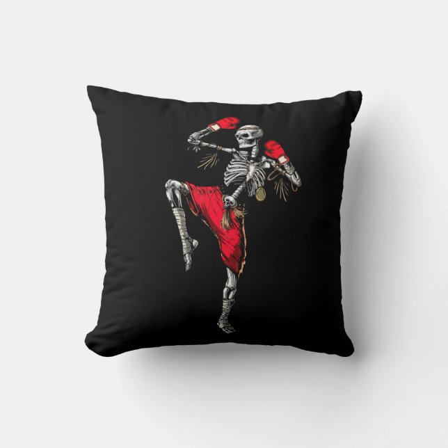 Coussin Skeleton Muay Thai Halloween Kickboxing MIXED MART (Recto)