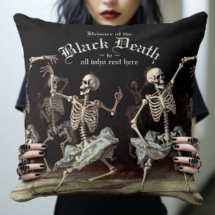 Coussin Skeletons de danse de la mort noire Halloween