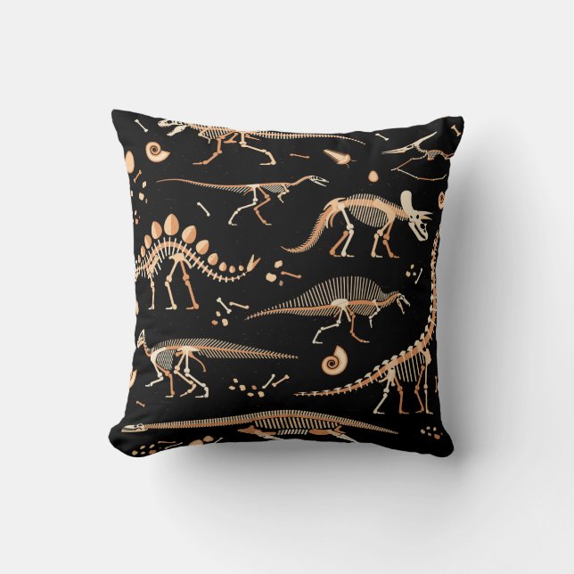Coussin Skeletons de dinosaures et fossiles motif (Recto)