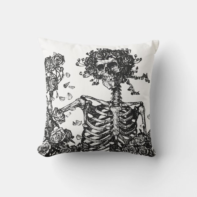 Coussin Skeletons et Rose (Recto)