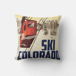 Coussin Ski ! Affiche vintage de voyage du Colorado