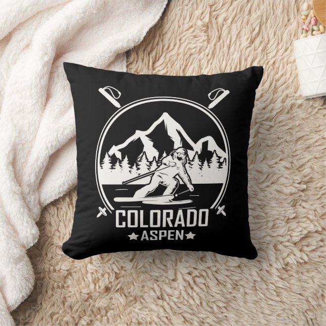 Coussin Ski d'Aspen Colorado (Couverture)