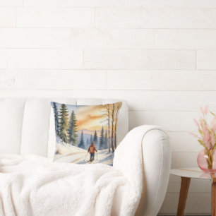 Coussin Ski De Fond En Bois D'Hiver