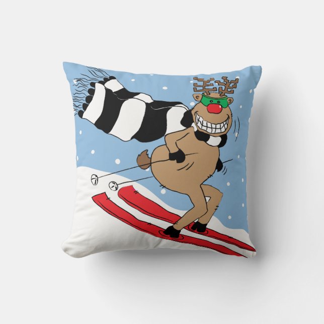 Coussin Ski de rennes de Noël (Recto)