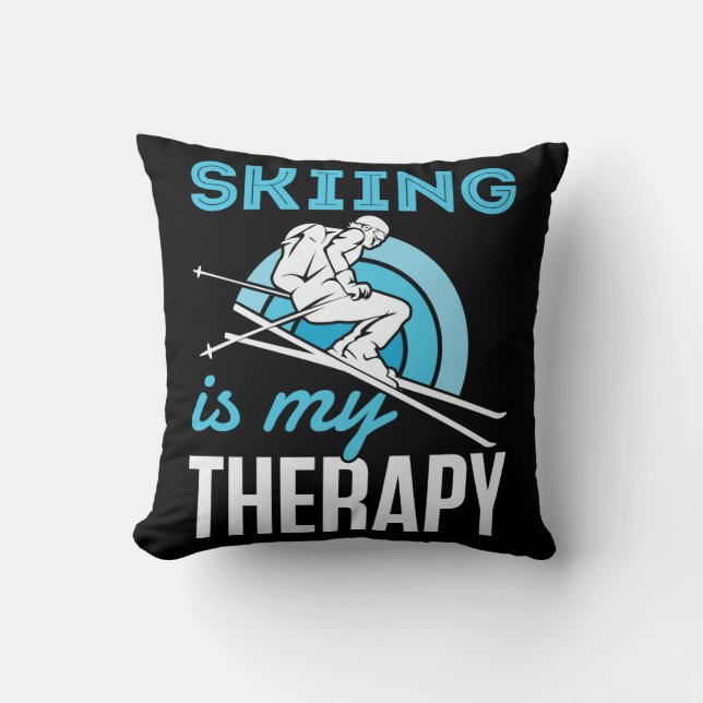 Coussin Ski Est Mon Thérapie Skier Drôle Skier (Recto)