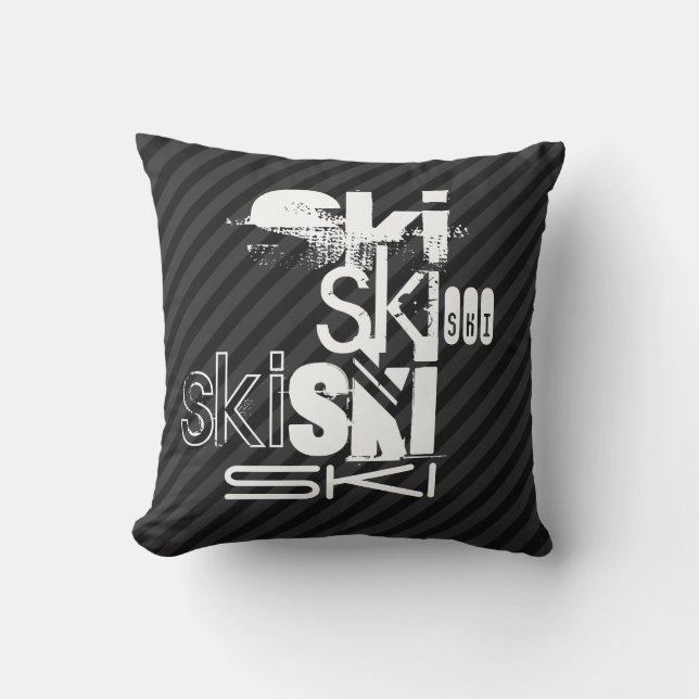 Coussin Ski ; Gris Noir & Sombre (Recto)
