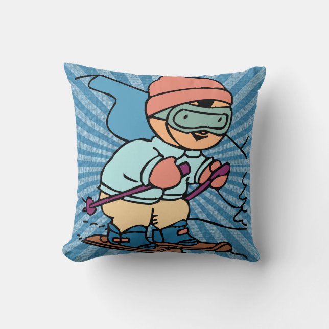 Coussin Ski vintage | skieur | skier drôle | ski (Recto)