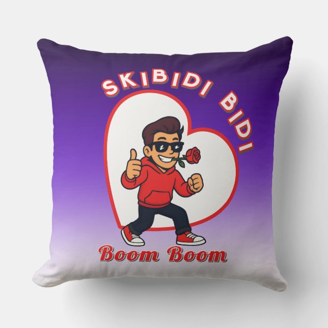Coussin Skibidi Bidi Boom Boom Valentine Meme - Cartoon (Recto)