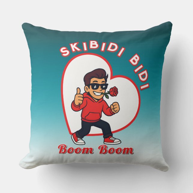 Coussin Skibidi Bidi Boom Boom Valentine Meme - Cartoon (Recto)
