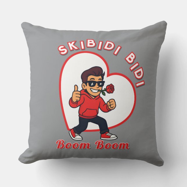 Coussin Skibidi Bidi Boom Boom Valentine Meme - Cartoon (Recto)