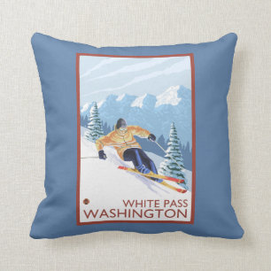 Coussin Skieur de neige de Downhhill - passage blanc,