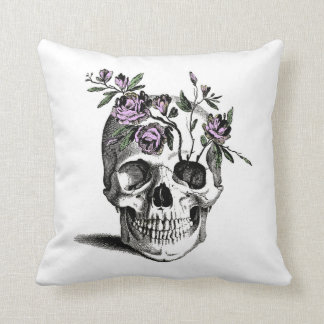 Coussin Skull and Pink Flower