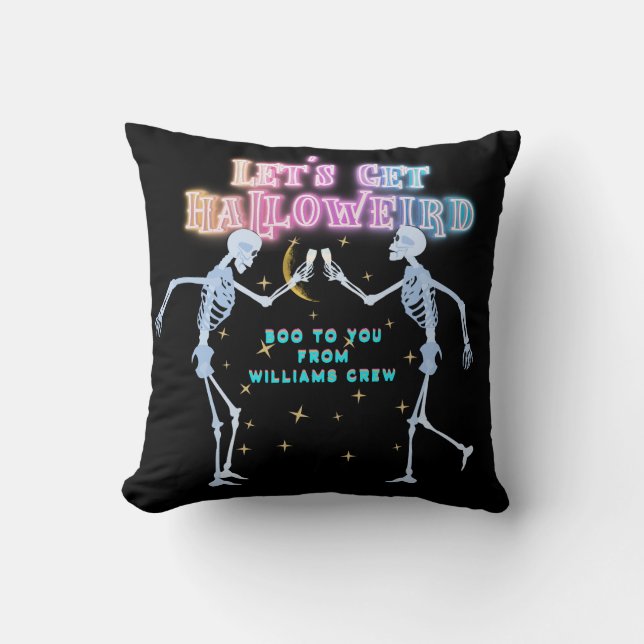 Coussin Skull Neon Halloween Halloween Skeletons dansants  (Recto)