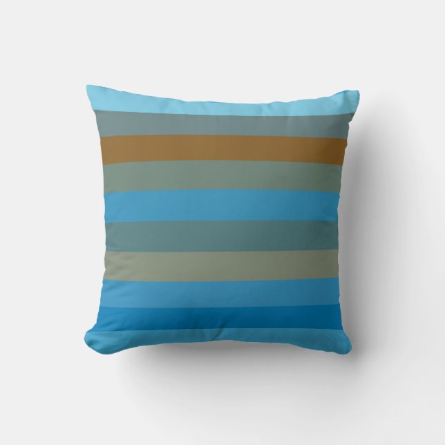 Coussin  Sky Blue, Rust & Olive STRIPES (Recto)
