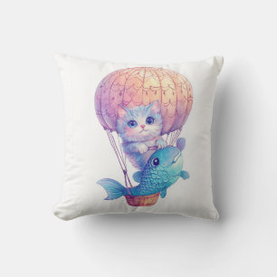 Coussin Sky High Kitty � Aventure de chat fantaisiste mign