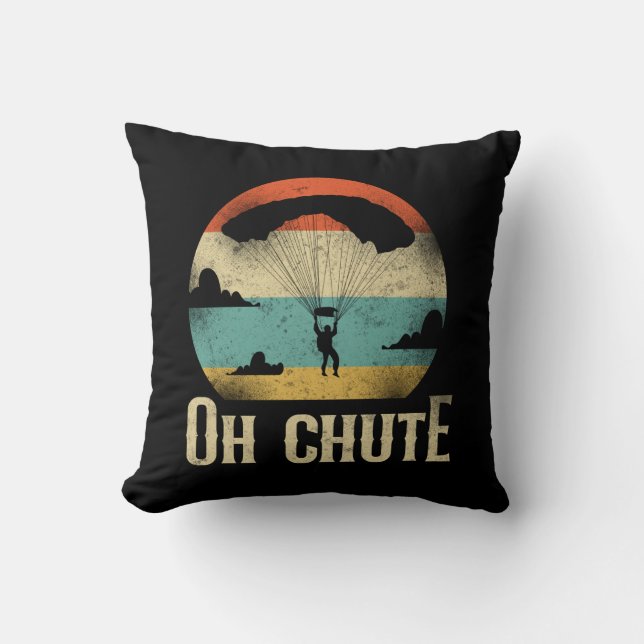 Coussin Skydiving Oh Chute Parachute Parachute Retro (Recto)