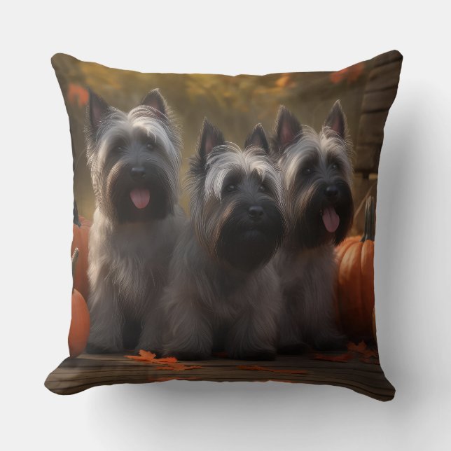 Coussin Skye Terrier Chiot Automne Citrouille délice (Recto)