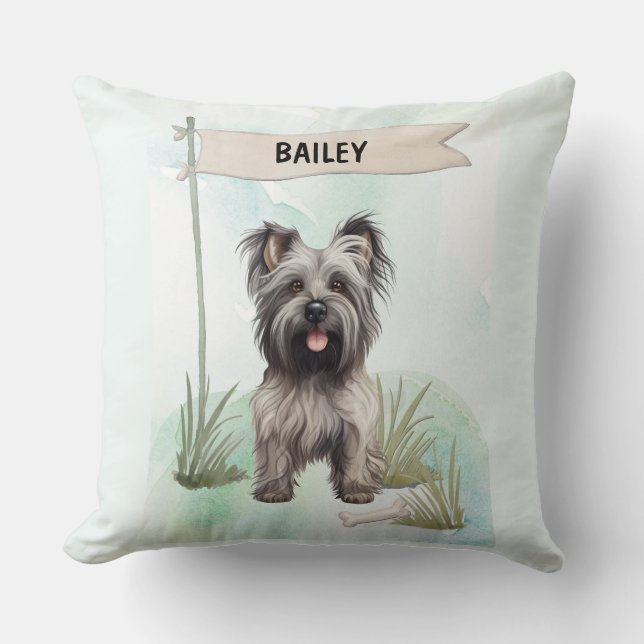 Coussin Skye Terrier Watercolor Personalized Dog (Recto)