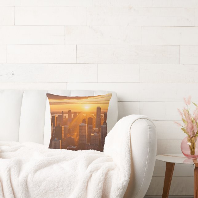 Coussin Skyline cinématographique à Golden Hour (Canapé)