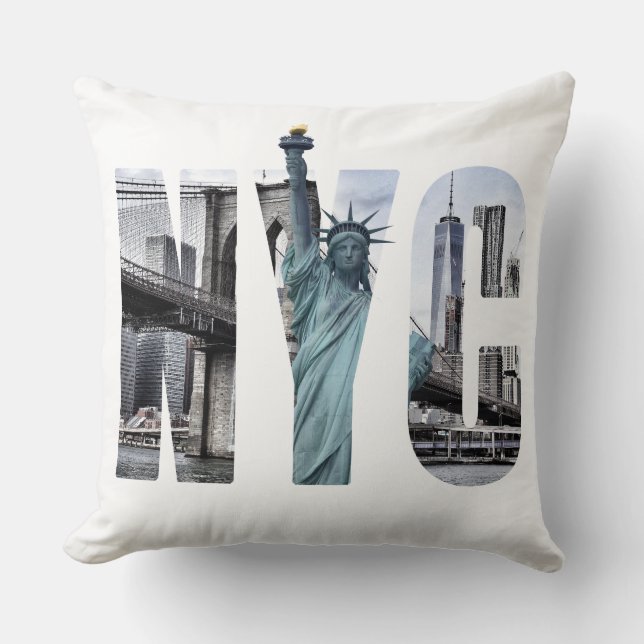 Coussin Skyline De New York Avec Statue De La Liberté (Recto)